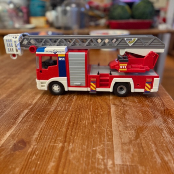 Playmobil Fire Truck Ladder Unit 4820 Red Toy Vehicle w Gurney Only - Picture 7 of 10